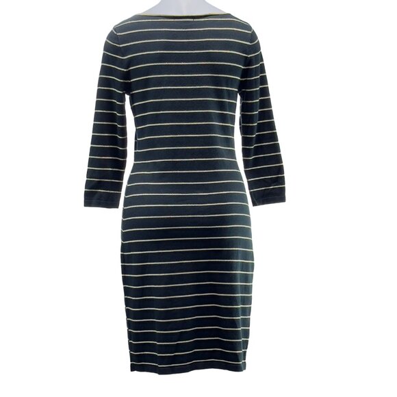 CHAPS Women's Black/Gold Metallic Striped Cotton Blend Knit Dress Size M - Picture 4 of 7